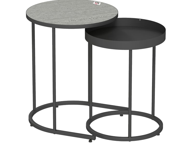  Tables basses gigognes avec 2 tables, plateau à rebord antidérapant, style industriel, en métal, gris  - Conforama A