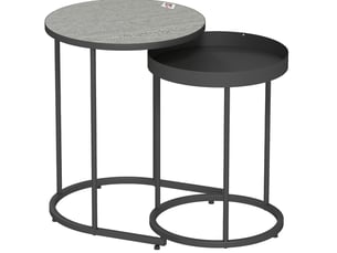 Tables basses gigognes avec 2 tables, plateau à rebord antidérapant, style industriel, en métal, gris