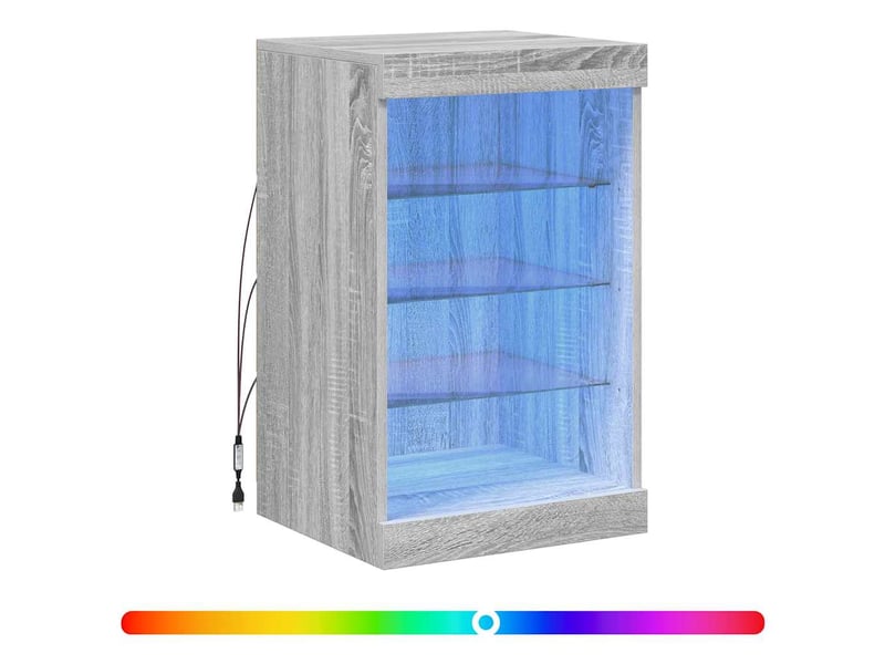  Buffet - bahut - meuble de rangement avec lumières led sonoma gris 41x37x67 cm  - Conforama A