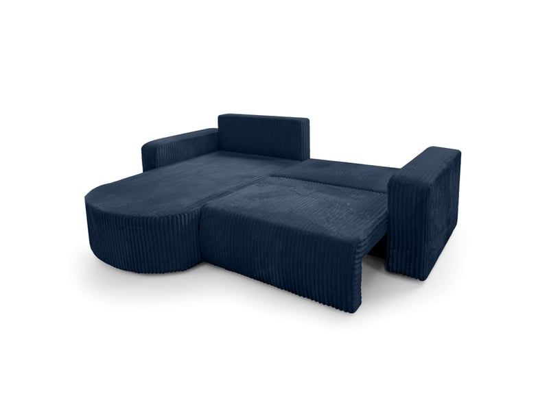  Kiara - canapé d'angle compact réversible et convertible 4 places en velours côtelé épais  - Conforama C