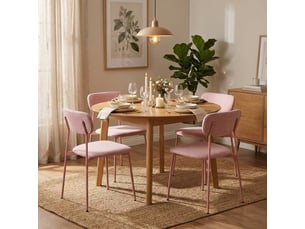 Set de 4 chaises inka – acier peint & assise rembourrée-rose
