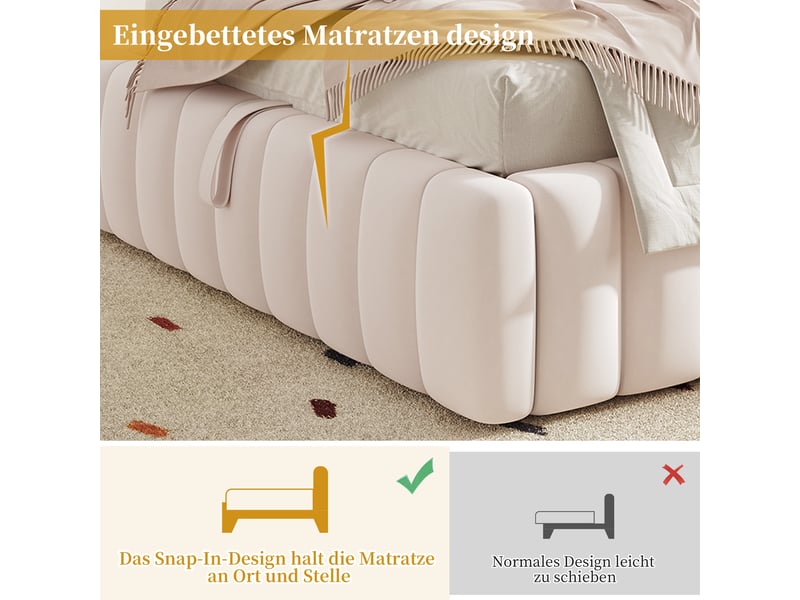  Lit coffre hydraulique 90x200 cm enfant ado rembourré en velours rose avec tête de lit fleur, rangement et sommier à lattes Morn Vibe - Conforama D