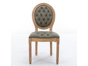Lot de 2 chaises de salle à manger 49x44.5x95cm – avec dossier ovale capititonné et châssis en bois massif – simili cuir - vert olive