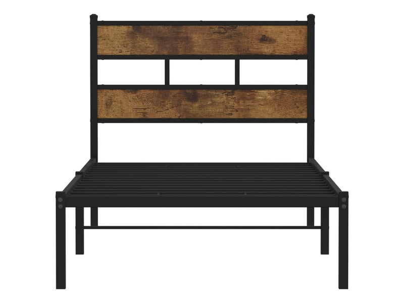  Lit simple- lit adulte -  cadre de lit en métal sans matelas chêne fumé 80x200 cm  - Conforama C
