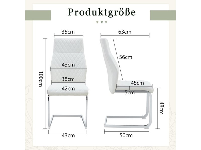  Chaise de salle à manger - motif losange - dossier haut - coussin confortable 5 cm - cadre métal argenté - antidérapant  - Conforama D