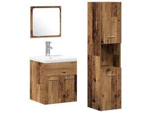 Ensemble de mobilier de salle de bain 4 pièces bois ancien cf64541