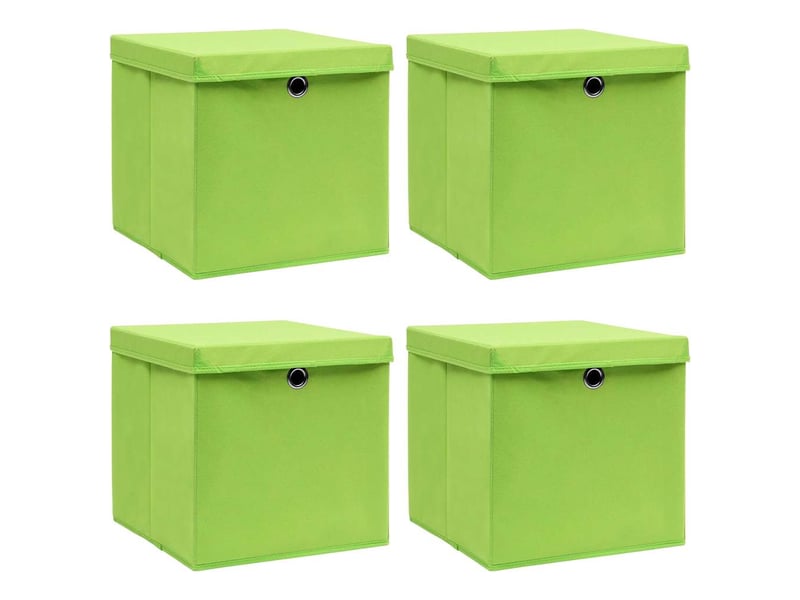  Boîtes de rangement avec couvercles 4 pcs vert 32x32x32cm tissu  - Conforama B