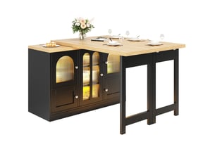 Îlot de cuisine extensible 120-197x40x72 cm noir avec led rgb