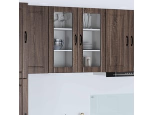 Meuble mural de cuisine, cabinet en verre mural 2 pcs chêne brun bois d'ingénierie shl339