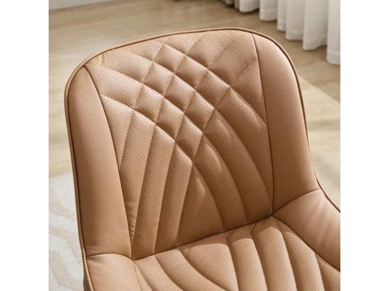  Chaises de salle à manger en duo - ergonomiques, cuir pu perforé respirant, couture 3d, pieds en métal croisés  - Conforama D