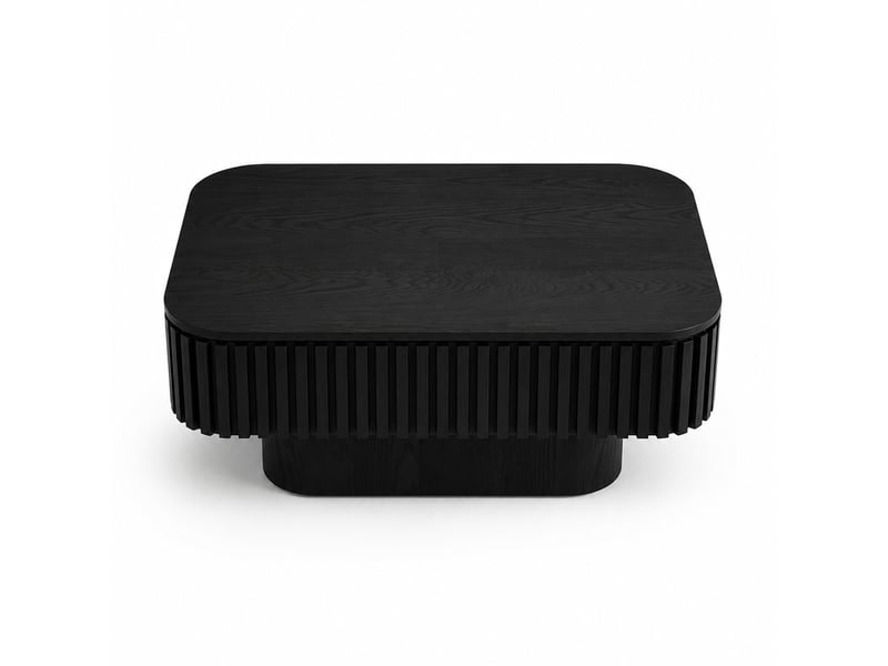  Table basse rectangulaire avec rangement caché, mdf et placage bois, noir, 98 x 60 x 35 cm  - Conforama A