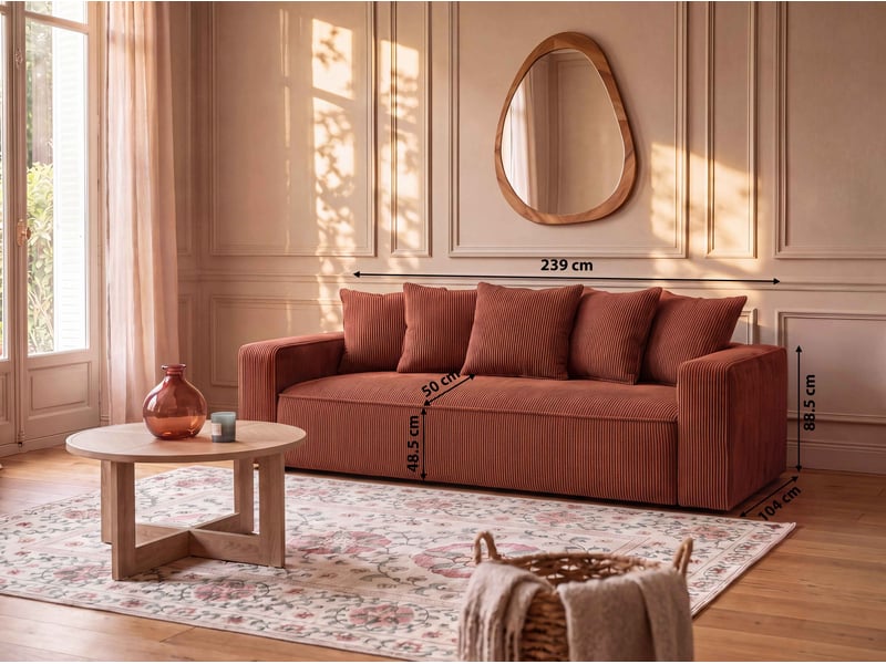 Canape droit convertible orange 3 pl NOAH - Conforama C