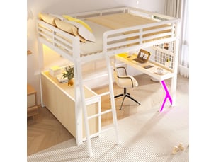Lit mezzanine 140x200 cm <strong></strong>  <strong></strong> coloris blanc