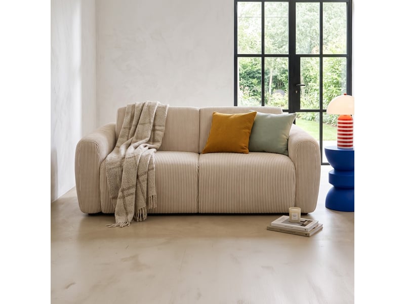  Canapé droit convertible 3 places en velours côtelé beige - ouverture express - suzie Suzie - Conforama B