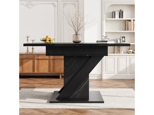 Table à manger extensible 110-140×80cm, pour cuisine et salon, table de cuisine peu encombrante, table à manger aspect marbre noir