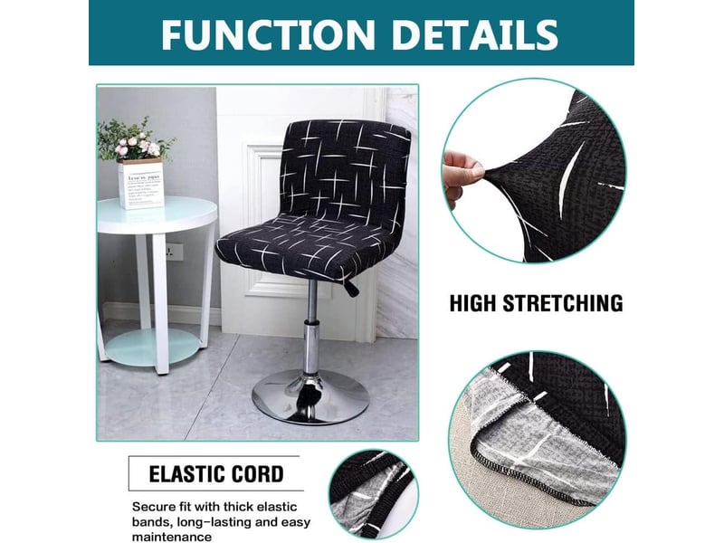  Lot de 6 housse de chaise - couleur : noir, taille : 6 pièces housses pour tabourets de bar avec dossier, lot de 6, housses pour chaises basses, housses carrées élastiques piv XLH-ZLS-009479MF - Conforama D