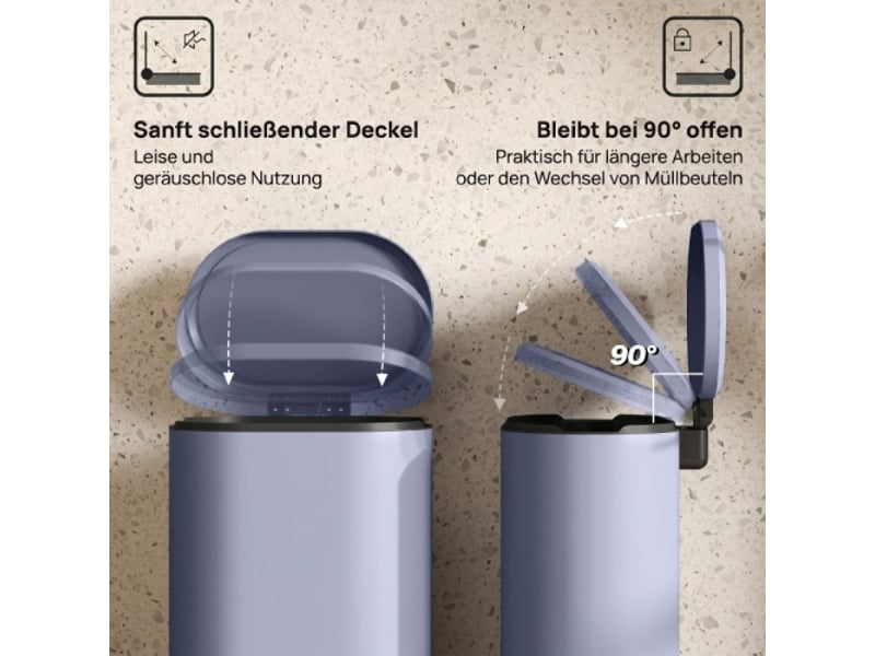 Poubelle à pédale grise 30 l, couvercle soft-close, pédale en métal, 36,5x31x61 cm - Conforama D