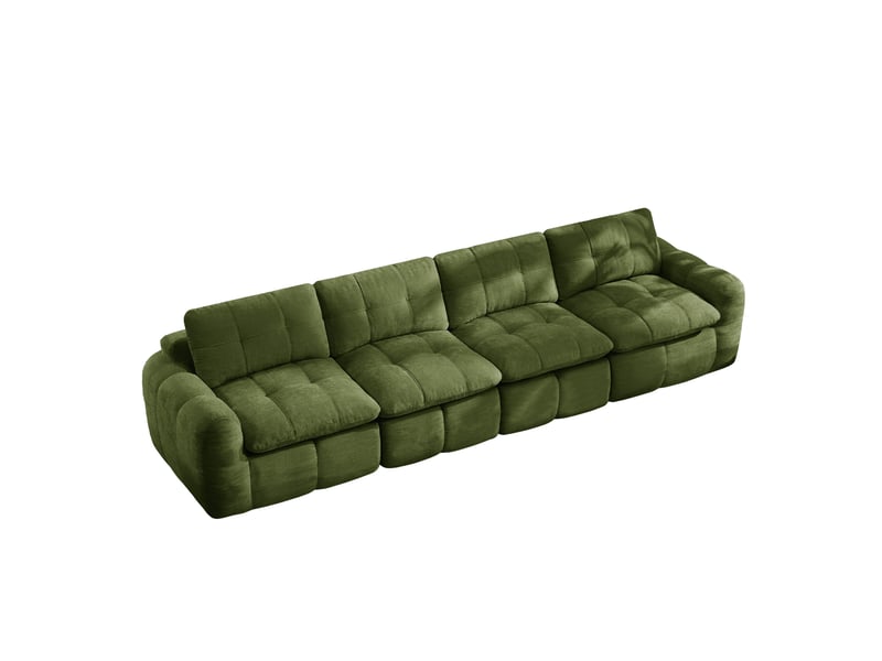 Canapé modulable 334x97x68 cm 4 places en chenille vert - Conforama A