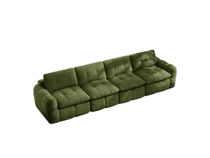 Canapé modulable 334x97x68 cm 4 places en chenille vert