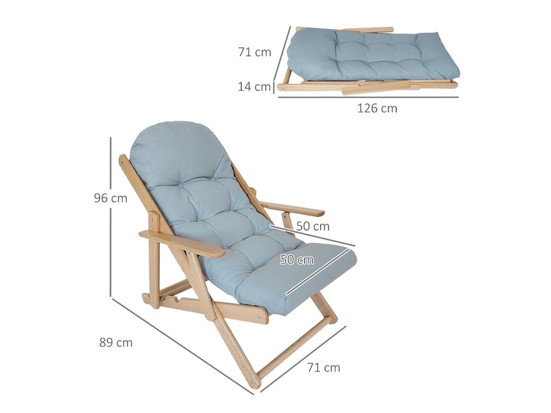  Fauteuil relax pliable et inclinable en bois massif 71x89x96 cm  - Conforama C