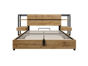 Lit coffre 160x200 cm RAUMIO coloris bois foncé