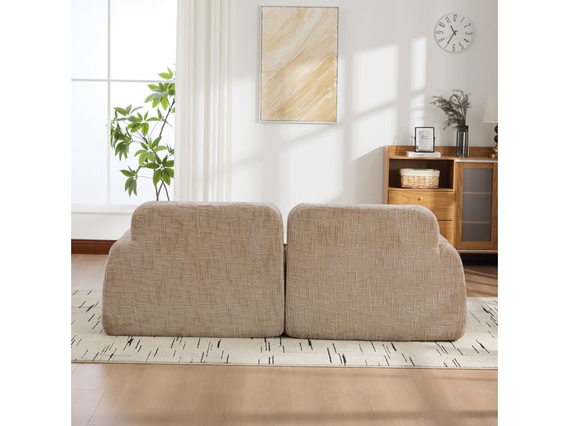  Canapé modulable, canapé de salon, en tissu chenille, kaki clair, mousse haute résilience 30d, facile à déplacer, base antidérapante  - Conforama C