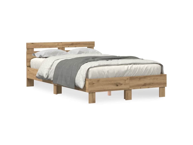  Lit double- lit adulte -  cadre de lit chêne artisanal 120 x 190 cm bois d'ingénierie  - Conforama C