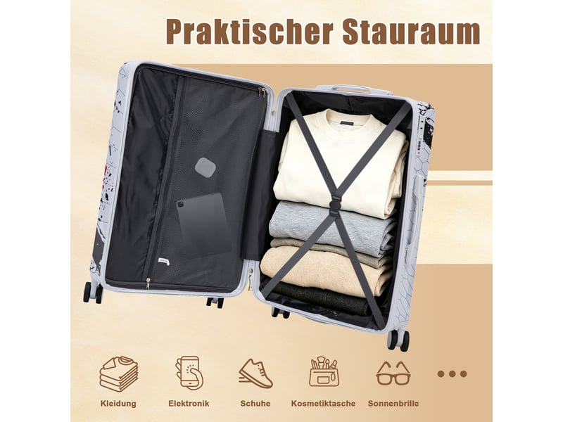  Valise rigide,28 pouces 50.5x29x76.5 cm,à roulettes 360°,polycarbonate,noir  - Conforama D
