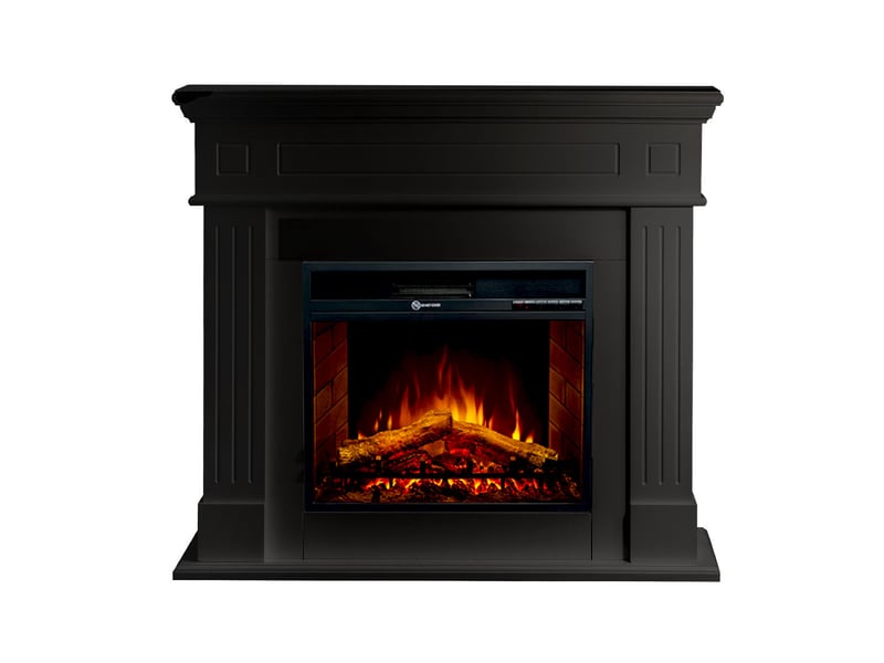  Cheminée électrique sur pied cambridge avec effet flamme 110 x 100 x 36 cm en bois noir  - Conforama C