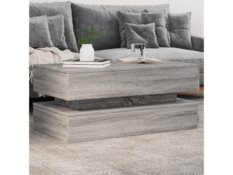  Table basse | table d'appoint salon avec lumières led gris sonoma 90x50x40 cm shl2292  - Conforama B