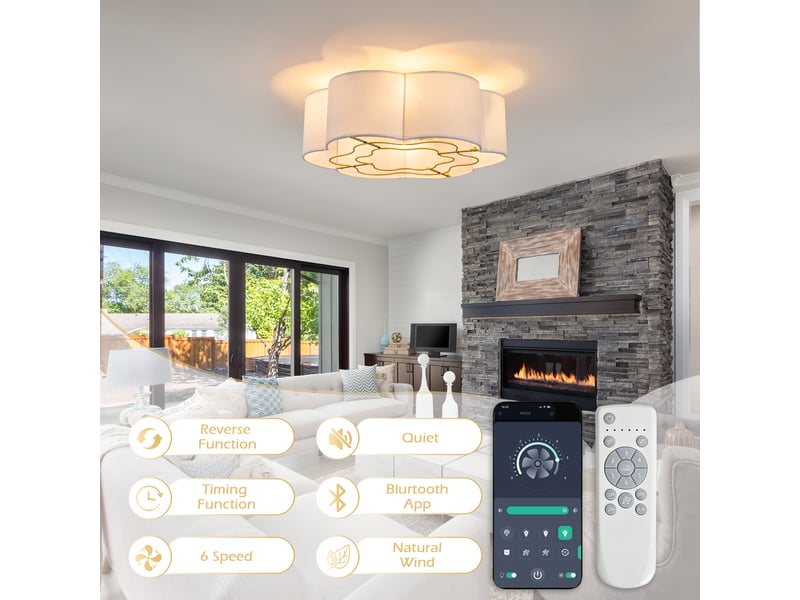  Ventilateur de plafond avec éclairage 4xe26 6 vitesses d50 cm W5766P528592 - Conforama D