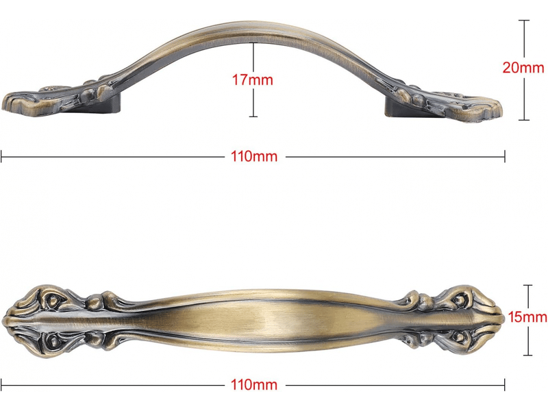  Paquet de 10 poignées d'arche anciennes de 64 mm pour placard - poignées pour portes de meubles de 10,9 cm de long, 64 mm entre les centres des trous  - Conforama D