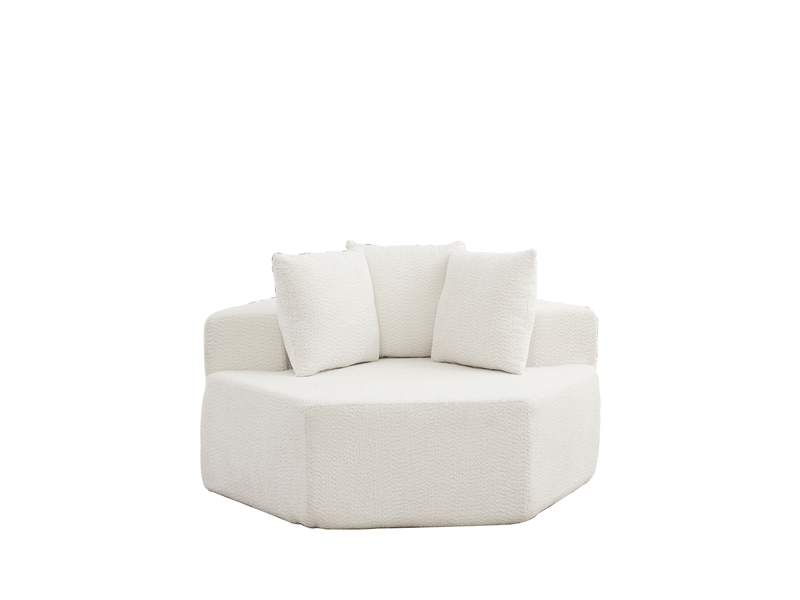  Fauteuil hexagonal 1 place - fauteuil cabriolet modulaire individuel sans montage en chenille avec 3 coussins - beige  - Conforama A
