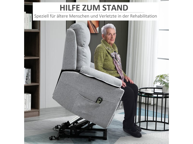  Fauteuil releveur électrique gris, 1 moteur, dossier inclinable à 160°, avec repose-pieds pour salon  - Conforama B