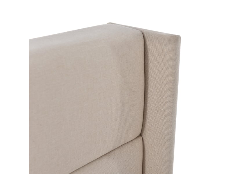  Lit rembourré lit double rangement hydraulique 140x200cm, sommier à lattes en bois, lin, beige, sans matelas  - Conforama C
