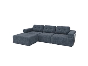 Canapé modulable en l bleu 4 places 258 × 165 × 79 cm, chenille et pouf