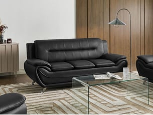 Canapé droit fixe <strong>BELIANI</strong> <strong></strong> 3 places 100% Cuir noir avec coffre de rangement