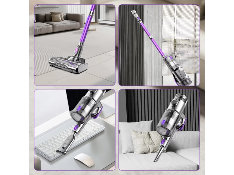  Aspirateur balai sans fil 6 en 1, 500 w avec brosse anti-emmêlement, pour poils d’animaux, sols durs et voiture  - Conforama D