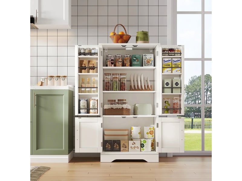  Armoire de cuisine blanche 4 portes avec capteur led 120x60x40cm  - Conforama D