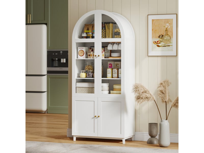  Buffet milagros vaisselier design arche rangement cuisine blanc élégante  - Conforama B