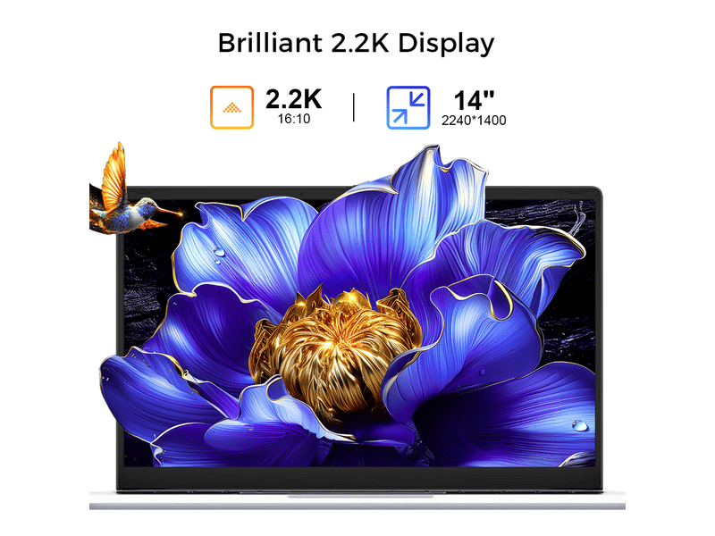  Pc portable 14 pouces amd ryzen 5 16 go ram 1 to ssd écran 2.2k ips ultra léger autonomie 8h argent  - Conforama E