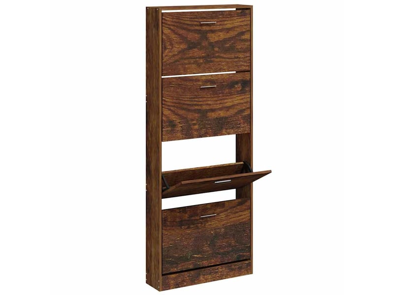  Meuble à chaussure | armoire à chaussures chêne fumé 59x17x150 cm bois d'ingénierie  - Conforama C