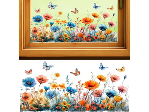 Autocollant pour vitre 30x60cm, motif fleurs multicolores – adhérence statique, déco intérieure-style 3