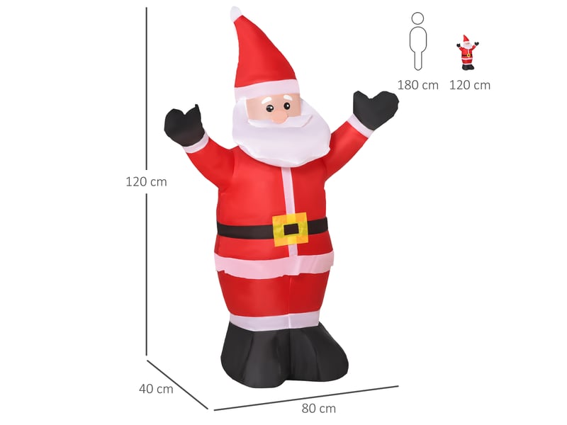  Père noël gonflable avec lumières led, décoration de noël, hauteur 1,2 m  - Conforama E