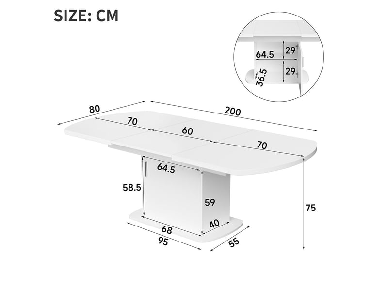  Table à manger ovale extensible 140200x80 cm blanche avec rangement  - Conforama C