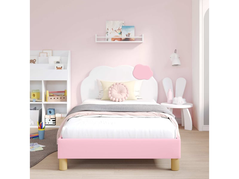  Cadre de lit pour enfants - lit jeune avec tête de lit rose 80 x 200 cm pu  - Conforama C