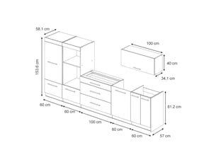Vicco cuisine, anthrazit-gold landhausblanc, 340cm sans pt