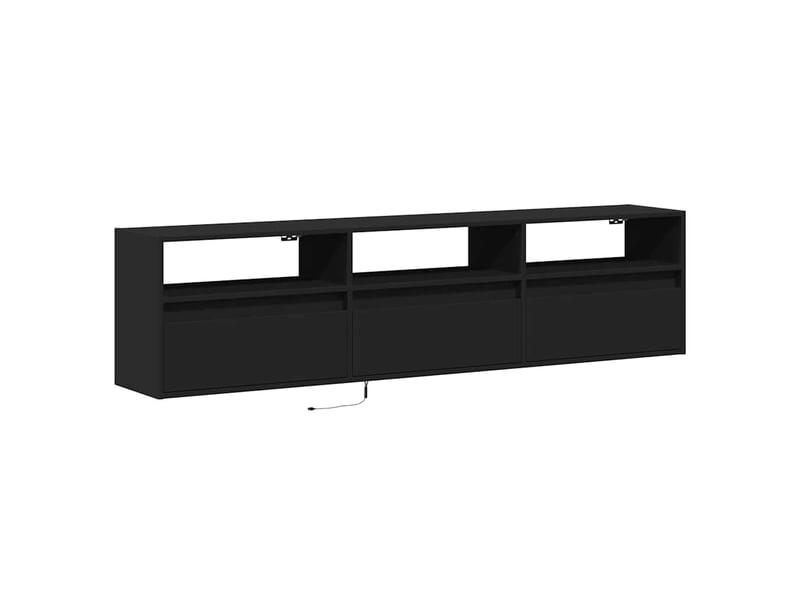 Meuble tv - banc tv - meuble de rangement mural avec éclairage led noir 180 x 31 x 45 cm - Conforama C