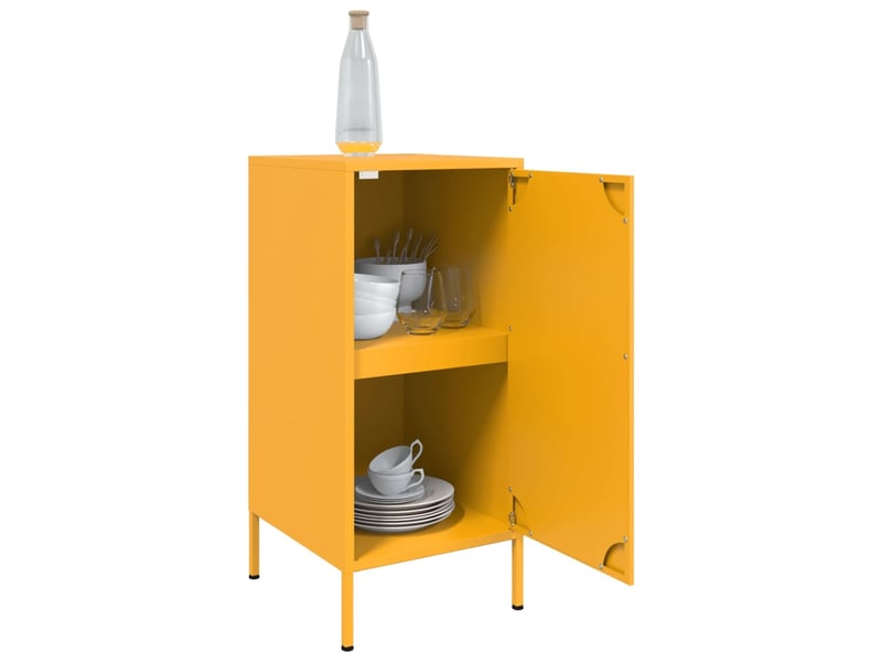  Buffets 2 pcs - bahut - meuble de rangement jaune moutarde 36x39x79 cm acier  - Conforama E