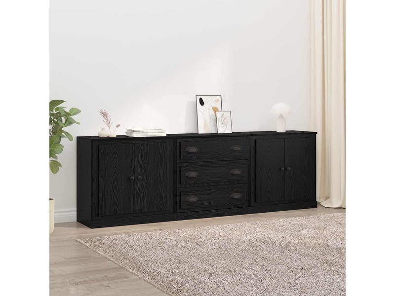  Buffet - bahut - meuble de rangements 3 pc chêne noir 210 x 35,5 x 67,5 cm bois d'ingénierie  - Conforama B